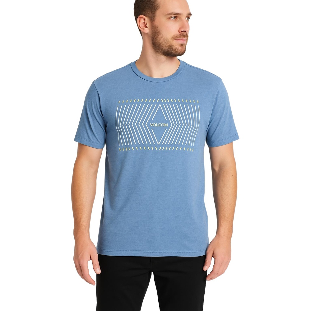VOLCOM Blue Graphic Print Short Sleeves Logo Skate Style Mens Medium‎